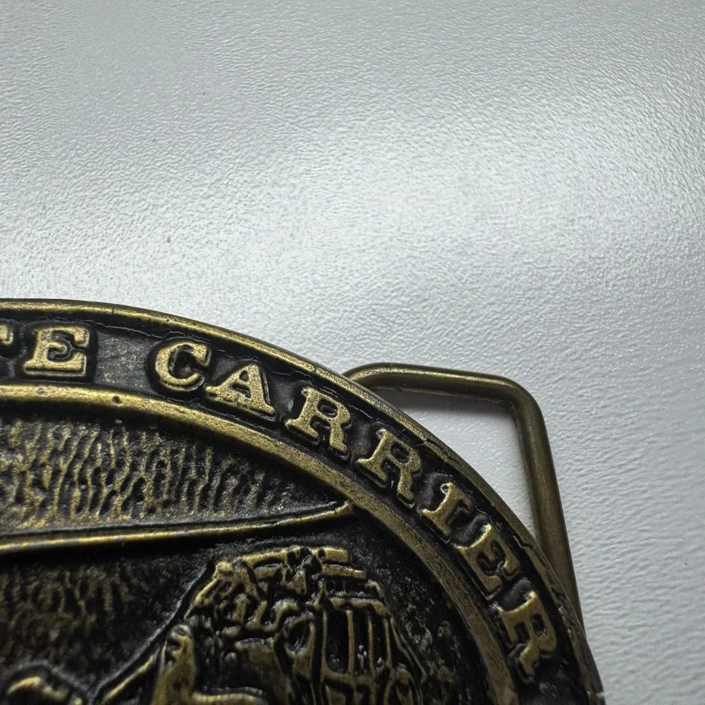 Vintage CDC Metal Works Star Route Carriers‎ 1845 Belt Buckle Stage Coach
